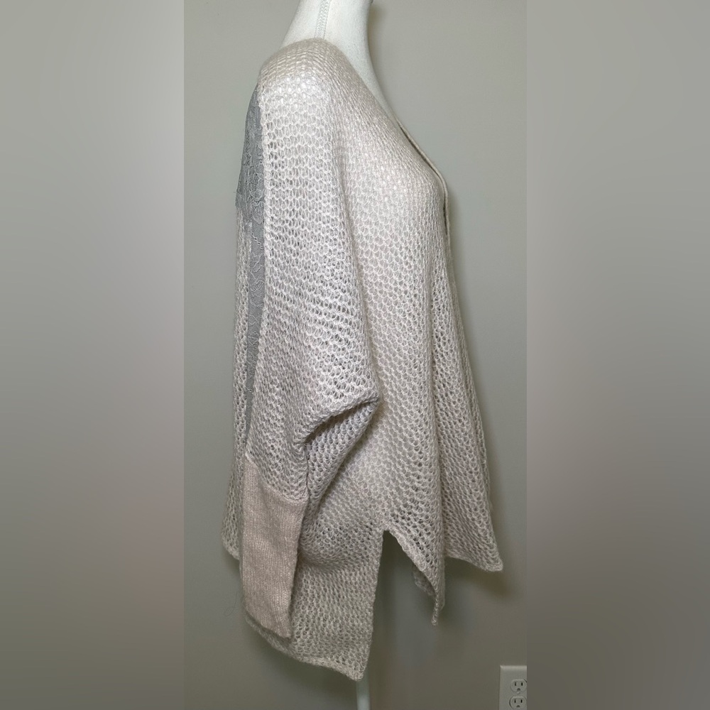 Free People Peek-A-Boo cardigan sweater wool alpaca blend lace loose-knit open M - Picture 4 of 12